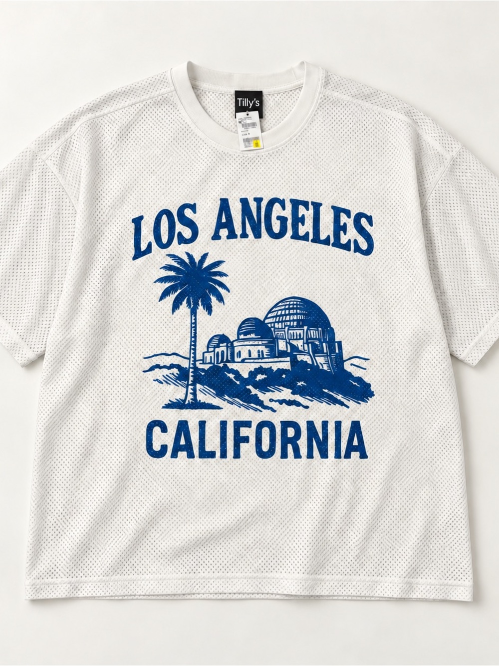 Tilly's White Graphic Los Angeles California Tee with Blue Print